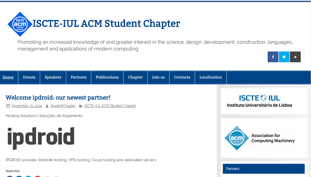 A ipdroid associa-se ao ISCTE-IUL ACM Student Chapter