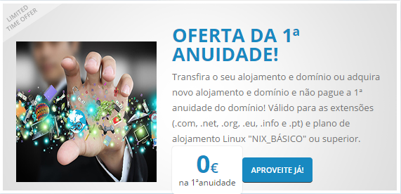 Agarre esta oportunidade! Oferta da 1ª anuidade do domínio!