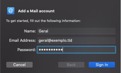 Apple Mail Client Configuração