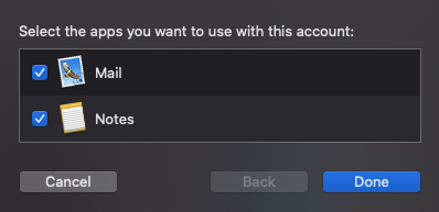 Apple Mail Client Notas e Calendário
